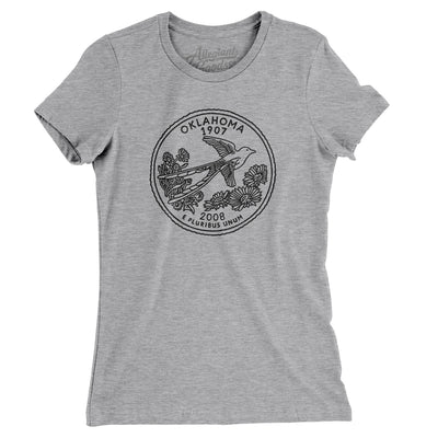 Oklahoma State Quarter Women's T-Shirt-Heather Grey-Allegiant Goods Co. Vintage Sports Apparel
