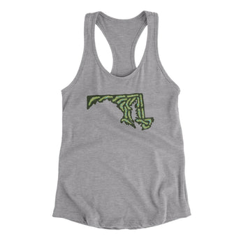 Maryland Golf Course Women's Racerback Tank-Heather Grey-Allegiant Goods Co. Vintage Sports Apparel