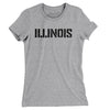 Illinois Military Stencil Women's T-Shirt-Heather Grey-Allegiant Goods Co. Vintage Sports Apparel