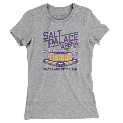 Salt Palace Arena Women's T-Shirt-Heather Grey-Allegiant Goods Co. Vintage Sports Apparel