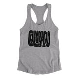 Colorado State Shape Text Women's Racerback Tank-Heather Grey-Allegiant Goods Co. Vintage Sports Apparel