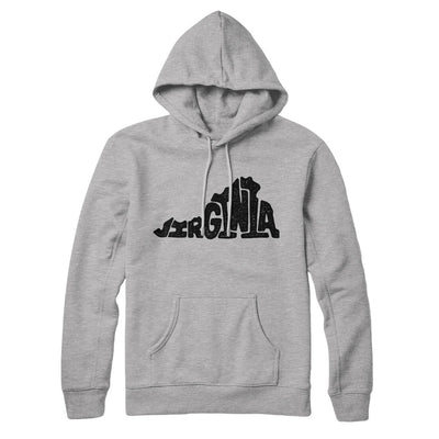 Virginia State Shape Text Hoodie-Heather Grey-Allegiant Goods Co. Vintage Sports Apparel