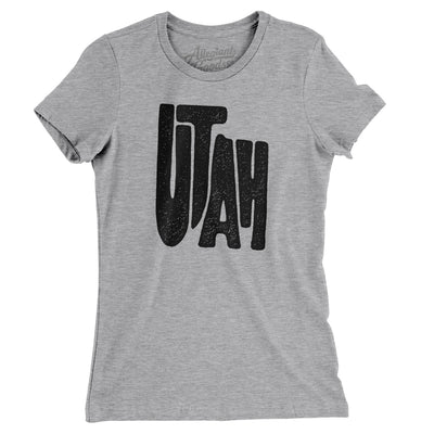 Utah State Shape Text Women's T-Shirt-Heather Grey-Allegiant Goods Co. Vintage Sports Apparel