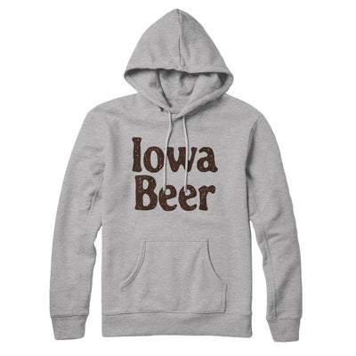 Iowa Beer Hoodie-Heather Grey-Allegiant Goods Co. Vintage Sports Apparel
