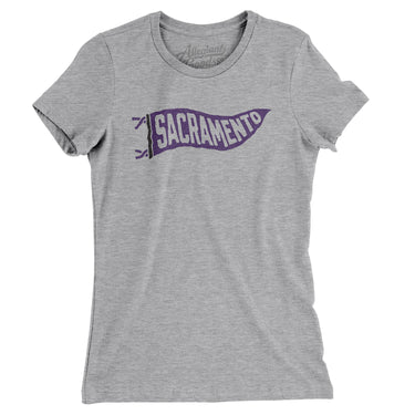 Sacramento Pennant Women's T-Shirt-Heather Grey-Allegiant Goods Co. Vintage Sports Apparel