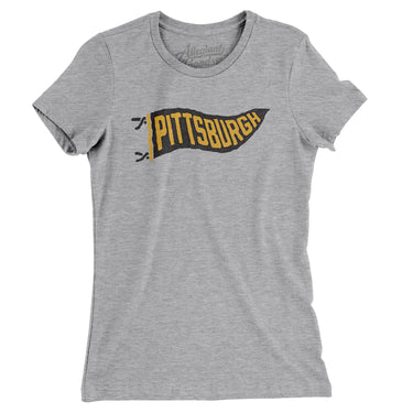 Pittsburgh Pennant Women's T-Shirt-Heather Grey-Allegiant Goods Co. Vintage Sports Apparel