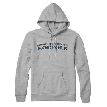 Actually It's Pronounced Norfolk Hoodie-Heather Grey-Allegiant Goods Co. Vintage Sports Apparel