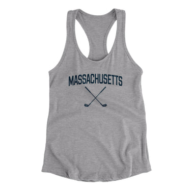 Massachusetts Golf Women's Racerback Tank-Heather Grey-Allegiant Goods Co. Vintage Sports Apparel