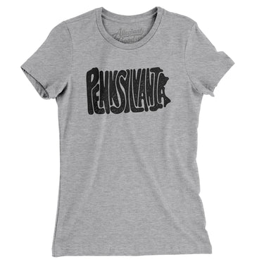 Pennsylvania State Shape Text Women's T-Shirt-Allegiant Goods Co. Vintage Sports Apparel