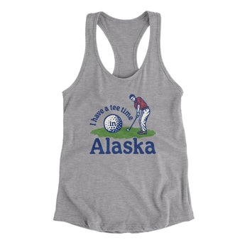 I Have A Tee Time In Alaska Women's Racerback Tank-Heather Grey-Allegiant Goods Co. Vintage Sports Apparel