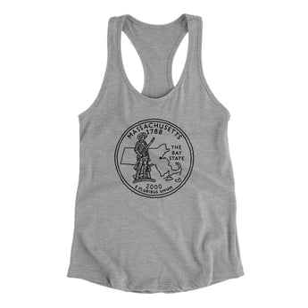 Massachusetts State Quarter Women's Racerback Tank-Allegiant Goods Co. Vintage Sports Apparel