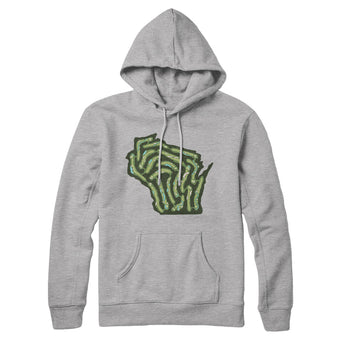 Wisconsin Golf Course Map Hoodie-Heather Grey-Allegiant Goods Co. Vintage Sports Apparel