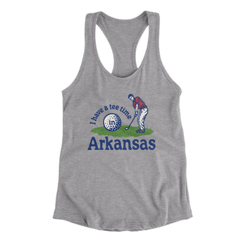 I Have A Tee Time In Arkansas Women's Racerback Tank-Heather Grey-Allegiant Goods Co. Vintage Sports Apparel