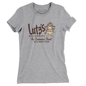 Lutz's Restaurant Denver Women's T-Shirt-Heather Grey-Allegiant Goods Co. Vintage Sports Apparel