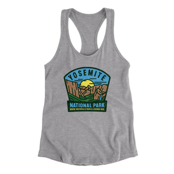 Yosemite National Park Badge Women's Racerback Tank-Heather Grey-Allegiant Goods Co. Vintage Sports Apparel