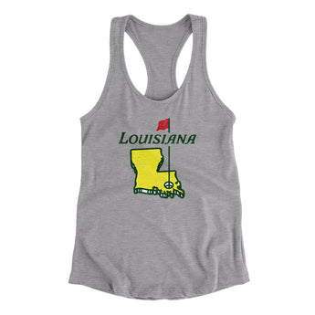Louisiana Golf Women's Racerback Tank-Heather Grey-Allegiant Goods Co. Vintage Sports Apparel