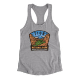 Zion National Park Badge Women's Racerback Tank-Heather Grey-Allegiant Goods Co. Vintage Sports Apparel