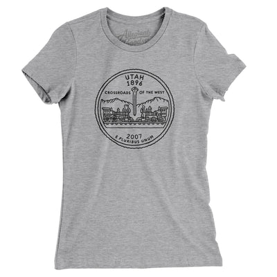 Utah State Quarter Women's T-Shirt-Heather Grey-Allegiant Goods Co. Vintage Sports Apparel