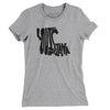 Louisiana State Shape Text Women's T-Shirt-Heather Grey-Allegiant Goods Co. Vintage Sports Apparel