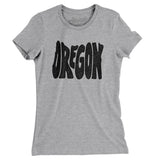 Oregon State Shape Text Women's T-Shirt-Heather Grey-Allegiant Goods Co. Vintage Sports Apparel