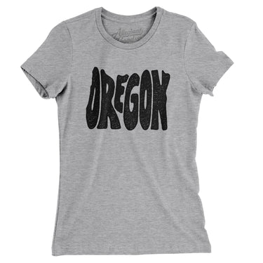 Oregon State Shape Text Women's T-Shirt-Heather Grey-Allegiant Goods Co. Vintage Sports Apparel