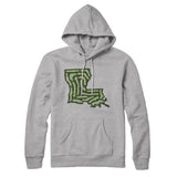 Louisiana Golf Course Map Hoodie-Heather Grey-Allegiant Goods Co. Vintage Sports Apparel