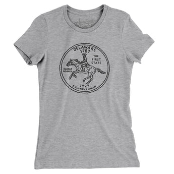 Delaware State Quarter Women's T-Shirt-Allegiant Goods Co. Vintage Sports Apparel