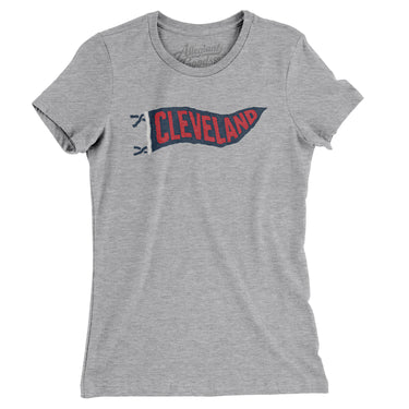 Cleveland Pennant Women's T-Shirt-Heather Grey-Allegiant Goods Co. Vintage Sports Apparel