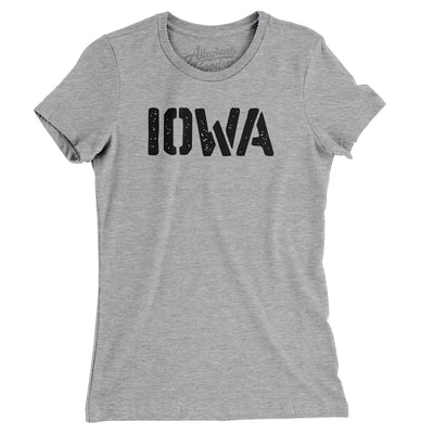 Iowa Military Stencil Women's T-Shirt-Heather Grey-Allegiant Goods Co. Vintage Sports Apparel