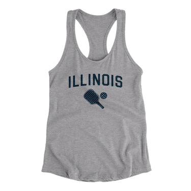 Illinois Pickleball Women's Racerback Tank-Heather Grey-Allegiant Goods Co. Vintage Sports Apparel