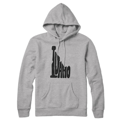 Idaho State Shape Text Hoodie-Heather Grey-Allegiant Goods Co. Vintage Sports Apparel
