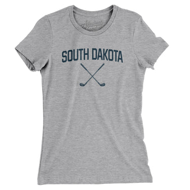 South Dakota Golf Women's T-Shirt-Heather Grey-Allegiant Goods Co. Vintage Sports Apparel