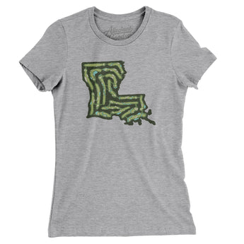 Louisiana Golf Course Map Women's T-Shirt-Heather Grey-Allegiant Goods Co. Vintage Sports Apparel