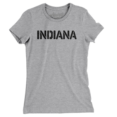 Indiana Military Stencil Women's T-Shirt-Heather Grey-Allegiant Goods Co. Vintage Sports Apparel