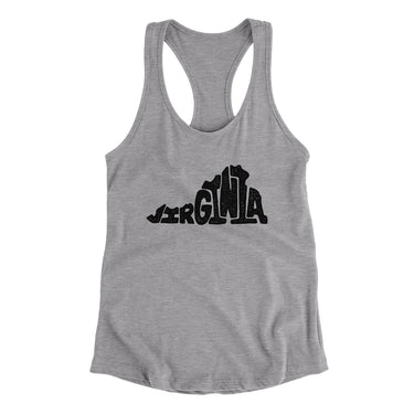 Virginia State Shape Text Women's Racerback Tank-Heather Grey-Allegiant Goods Co. Vintage Sports Apparel