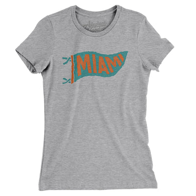 Miami Pennant Women's T-Shirt-Heather Grey-Allegiant Goods Co. Vintage Sports Apparel