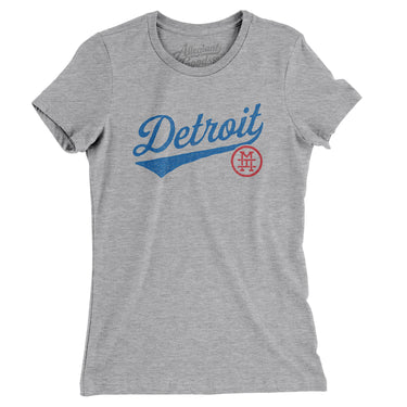 Detroit Vintage Script Women's T-Shirt-Heather Grey-Allegiant Goods Co. Vintage Sports Apparel