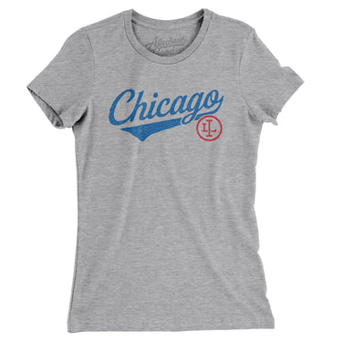 Chicago Vintage Script Women's T-Shirt-Heather Grey-Allegiant Goods Co. Vintage Sports Apparel