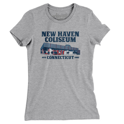 New Haven Coliseum Women's T-Shirt-Heather Grey-Allegiant Goods Co. Vintage Sports Apparel