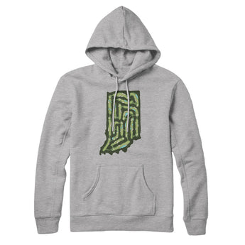 Indiana Golf Course Map Hoodie-Heather Grey-Allegiant Goods Co. Vintage Sports Apparel