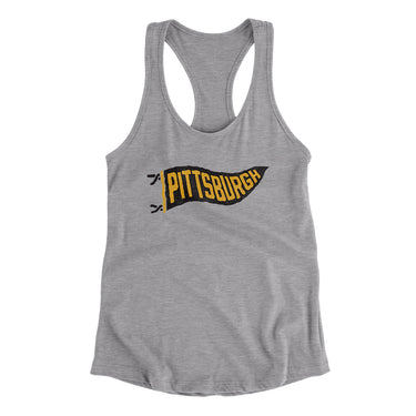 Pittsburgh Pennant Women's Racerback Tank-Heather Grey-Allegiant Goods Co. Vintage Sports Apparel