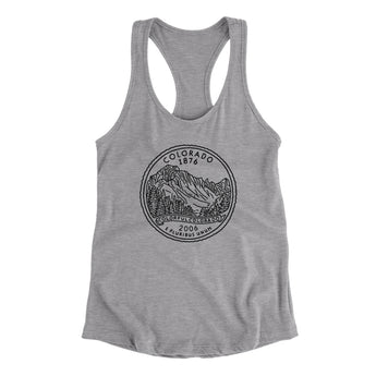 Colorado State Quarter Women's Racerback Tank-Heather Grey-Allegiant Goods Co. Vintage Sports Apparel