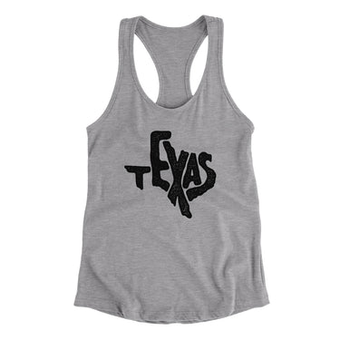 Texas State Shape Text Women's Racerback Tank-Allegiant Goods Co. Vintage Sports Apparel
