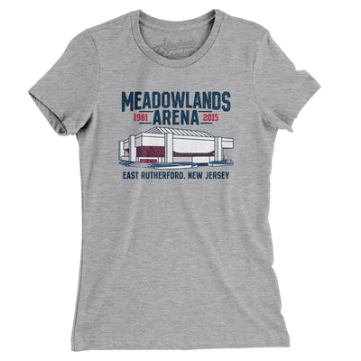 Meadowlands Arena Women's T-Shirt-Heather Grey-Allegiant Goods Co. Vintage Sports Apparel