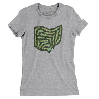 Ohio Golf Course Map Women's T-Shirt-Heather Grey-Allegiant Goods Co. Vintage Sports Apparel