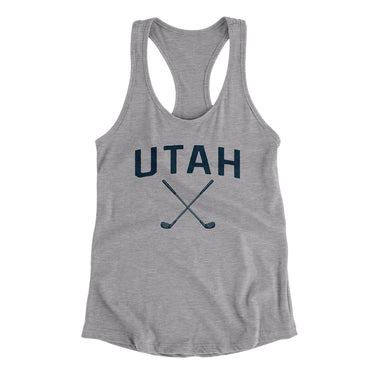 Utah Golf Women's Racerback Tank-Heather Grey-Allegiant Goods Co. Vintage Sports Apparel