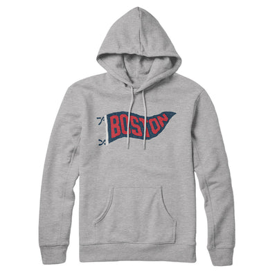 Boston Pennant Hoodie-Heather Grey-Allegiant Goods Co. Vintage Sports Apparel