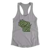 Wisconsin Golf Course Map Women's Racerback Tank-Heather Grey-Allegiant Goods Co. Vintage Sports Apparel