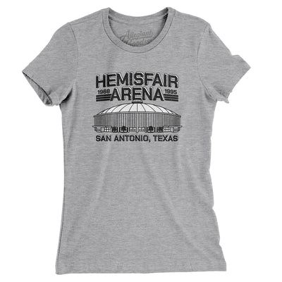 Hemisfair Arena Women's T-Shirt-Heather Grey-Allegiant Goods Co. Vintage Sports Apparel