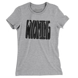 Wyoming State Shape Text Women's T-Shirt-Heather Grey-Allegiant Goods Co. Vintage Sports Apparel